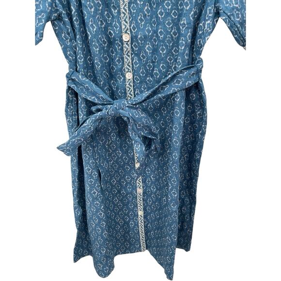 NWT Faherty Carmel Dress Key Largo Blue Linen Size Medium - Picture 4 of 13
